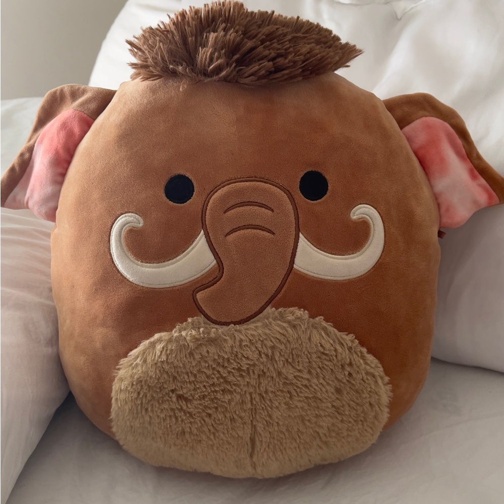 Squishmallows Brown and Pink Mammoth Pillow Large